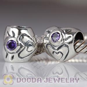 Largehole Jewelry Style Heart Charms with June Birthstone