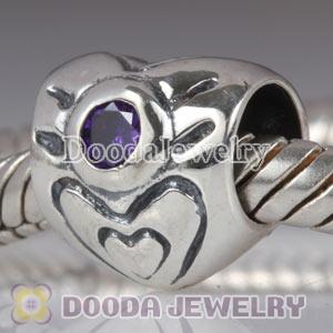 Largehole Jewelry Heart Charms with June Birthstone