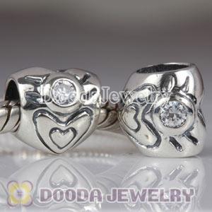 Largehole Jewelry Style Heart Charms with April Birthstone