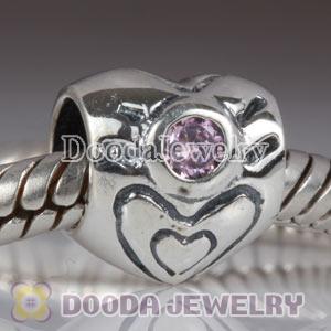 Largehole Jewelry Style Heart Charms with October Birthstone