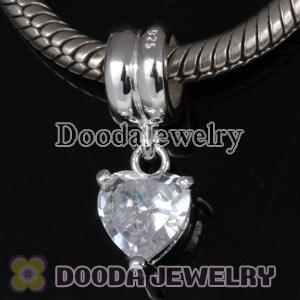 Sterling Silver Clear Heart Charm Beads