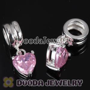 Sterling Silver Pink Heart Charm Beads
