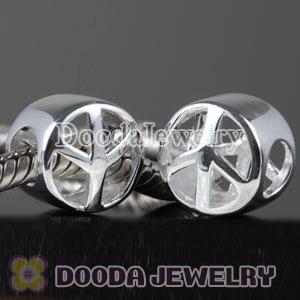 925 Sterling Silver Peace Charm Beads fit on European Largehole Jewelry Bracelet