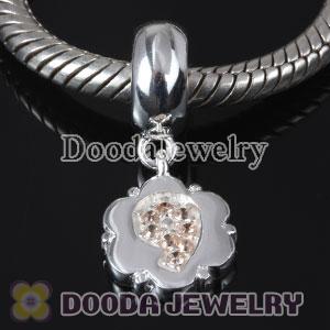European Style Digit Charms Dangle Number 9 Bead with CZ Stone