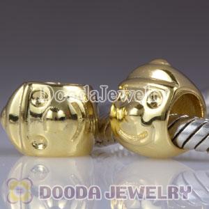 Gold Plated Boy Charm Beads fit on European Largehole Jewelry Bracelet