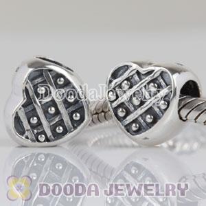 925 Sterling Silver Crisscross Heart Charm Beads fit on European Largehole Jewelry Bracelet