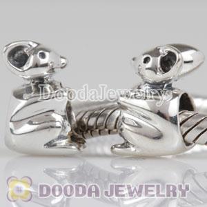 925 Sterling Silver Mouse Charm Beads fit on European Largehole Jewelry Bracelet