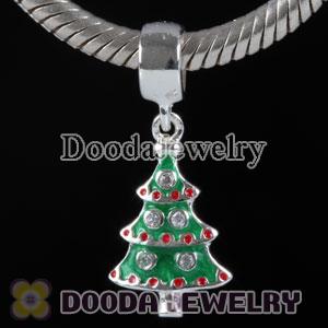 European Style Christmas tree Charms with CZ Stone Beads
