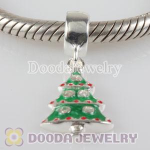 European Style Christmas tree Charms with CZ Stone Beads