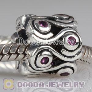 European Style Ocean Wave Red CZ Stone Charm Beads