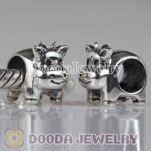 925 Sterling Silver Cow Beads fit on European Largehole Jewelry Bracelet