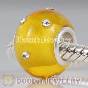 Kerastyle Silver Polished Glass Yellow Bead with Austrian crystal Accents suit European Bracelet