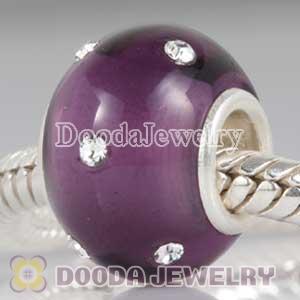 Kerastyle Silver Polished Glass Purple Bead with Austrian crystal Accents suit European Bracelet