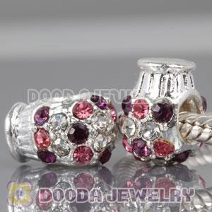 Wholesale European Style silver plated bead with Stone