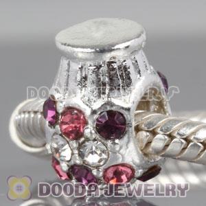 Wholesale European Style silver plated bead with Stone