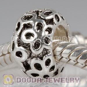 Silver Plated European Style Alloy Flower Beads