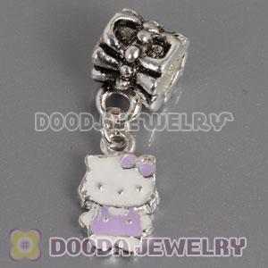 Wholesale silver plated Kitty Cat bead Enamel Purple