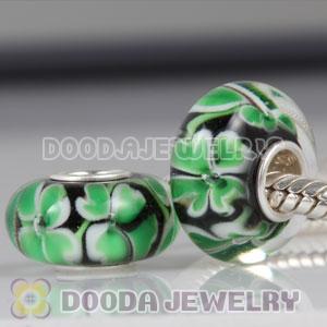 Four-Leaf Clover Murano Glass Beads fit European Largehole Jewelry Bracelet