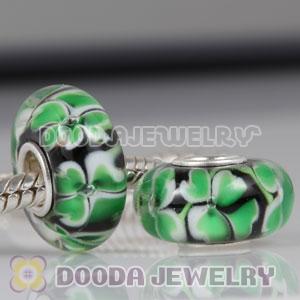 Four-Leaf Clover Murano Glass Beads fit European Largehole Jewelry Bracelet
