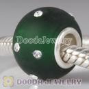 Kerastyle Silver Frosted Glass Green Bead with Austrian crystal Accents suit European Largehole Jewelry Bracelet