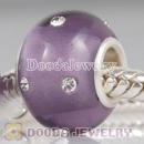 Kerastyle Silver Polished Glass Purple Bead with Austrian crystal Accents suit European Bracelet