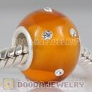 Kerastyle Silver Polished Glass Topaz Bead with Austrian crystal Accents suit European Bracelet