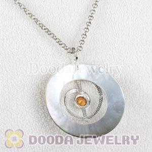 Sterling Silver with CZ Stone Fashion Shell Pendant suit European Necklace