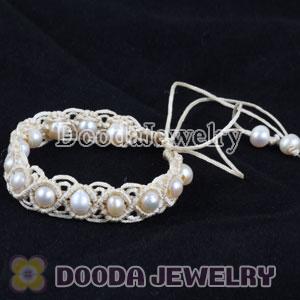 Fashion Hand Knitted Adjustable handmade Inspired Bracelet with Nature Freshwater Pearl