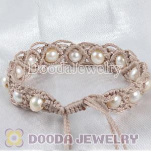 Fashion Hand Knitted Adjustable handmade Bracelet with Nature Freshwater Pearl
