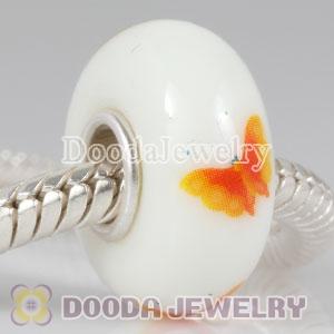 Painted Butterfly Murano Glass Beads 925 Sterling Silver European Compatible