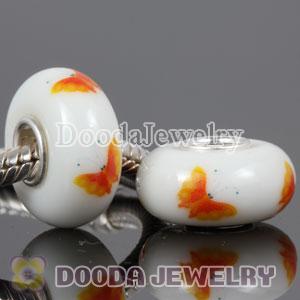 Painted Butterfly Murano Glass Beads 925 Sterling Silver European Compatible