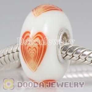 Painted Heart Murano Glass Beads 925 Sterling Silver European Compatible