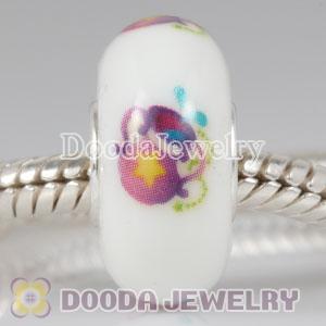 Painted Aquarius Murano Glass Beads 925 Sterling Silver European Compatible