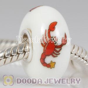 Painted Scorpion Murano Glass Capricorn Beads 925 Sterling Silver European Compatible