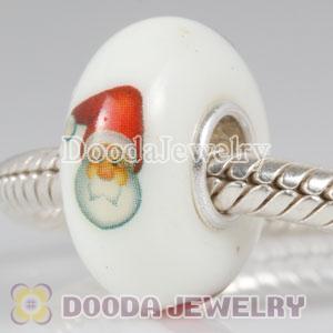 Painted Santa Claus Murano Glass Beads 925 Sterling Silver European Compatible