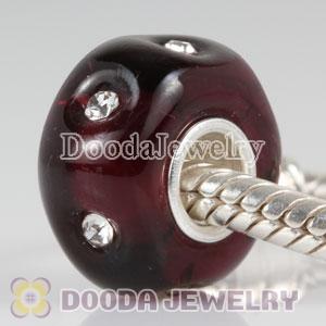 lampwork glass beads with Crystal 925 sterling silver core suit European style jewelry
