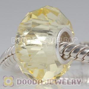 Yellow Murano Glass Faceted Bead 925 silver core suit European Largehole Jewelry Bracelet