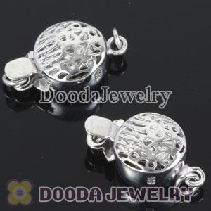 Dia.8mm Fishhook Pearl Clasp Rhodium Plated Sterling Silver