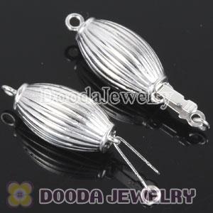 Fishhook Pearl Clasp Rhodium Plated Oval 8X20mm Sterling Silver