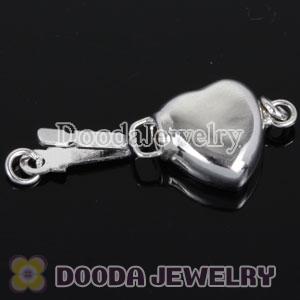 Fishhook Pearl Clasp Rhodium Plated Heart 10X16mm Sterling Silver