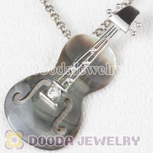Sterling Silver Guitar with CZ Stone Fashion Shell Pendant