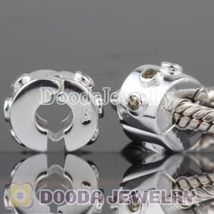 European Style 925 Silver Clip Beads with CZ Stone