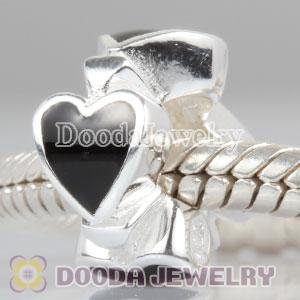 925 Sterling Silver Beads Enamel Black Love European Compatible
