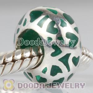 Enamel Green Love Beads 925 Sterling Silver fit European Largehole Jewelry