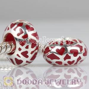 Enamel Red Love Beads 925 Sterling Silver fit European Largehole Jewelry