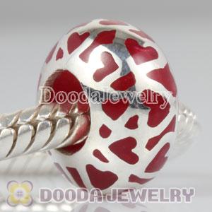Enamel Red Love Beads 925 Sterling Silver fit European Largehole Jewelry