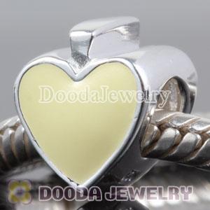 Enamel Yellow Heart Card Beads 925 Sterling Silver fit European Largehole Jewelry
