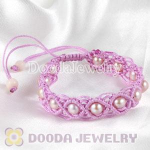 Wholesale Fashion Hand Knitted Adjustable Bracelet with Nature Freshwater Pearl