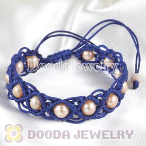 handmade Inspired Hand Knitted Adjustable Bracelet with Nature Freshwater Pearl