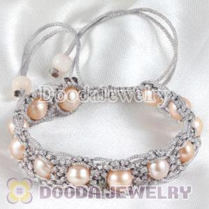 Wholesale Fashion Hand Knitted Adjustable Bracelet with Nature Freshwater Pearl